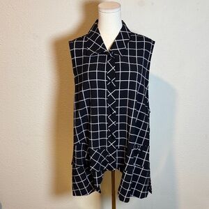NWT Moonlight Black & White Windowpane Print Tunic Tank size XL